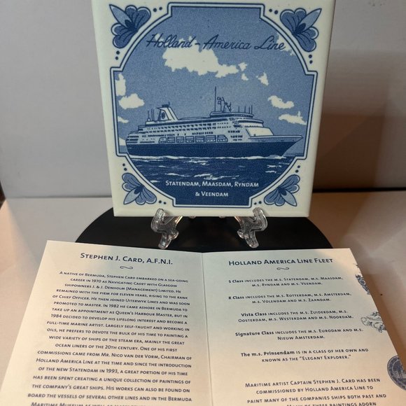 Vintage Tile Holland - America Line Statendam, Maasdam, Ryndam & Veendam w/COA - Picture 2 of 3